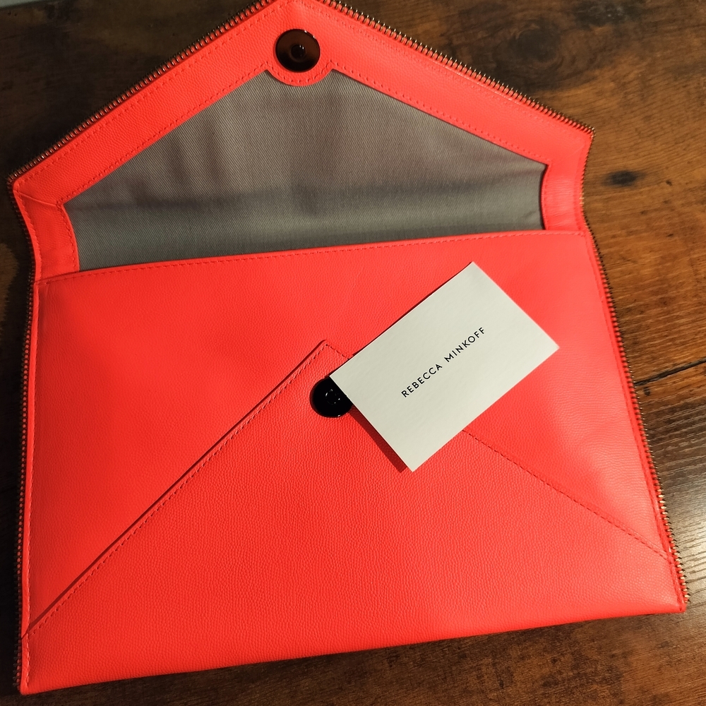 Rebecca Minkoff  Envelope Clutch Purse Bag Zipper Edge - Picture 2 of 7